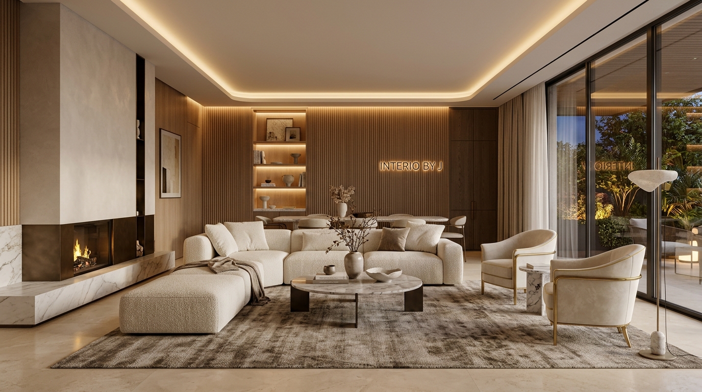 Luxury contemporary living room interior crafted by Interio by J